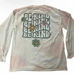 Rare Vintage Buc-ee’s Be Kind Flower Pink Tie-Dye Long Sleeve Tee Size Large